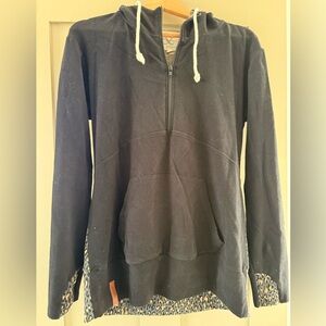 AMPERSAND AVE Black Halfzip with Animal Print Back